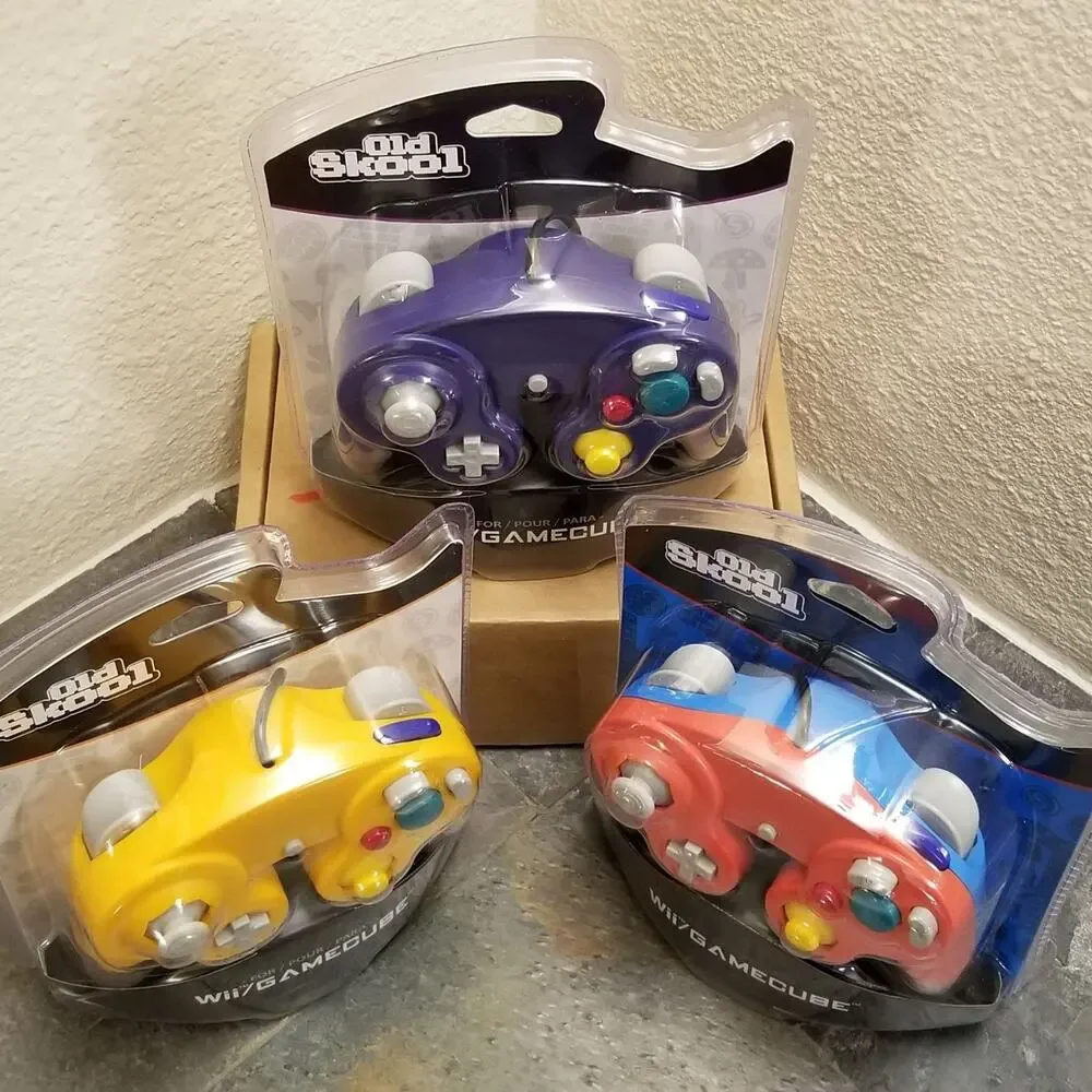 3 Gamecube Controllers - 3 Colors Bundle (NEW) - Orange Red Purple - Nintendo